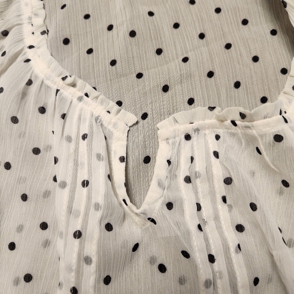 Denver Hayes Woman's 2XL Sheer Black on White Polka Dot Blouse - Picture 4 of 5